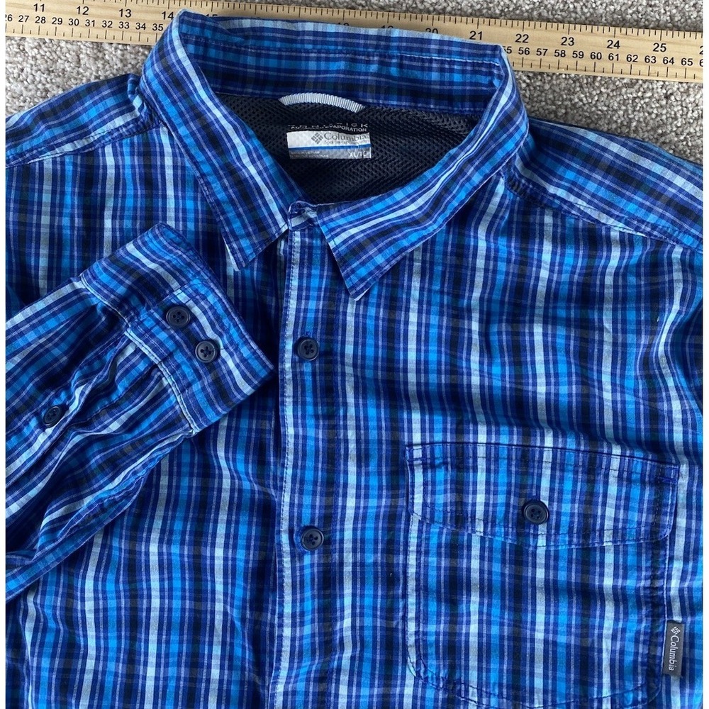 Columbia Blue Striped Omniwick Advanced Evaporation Shirt Men XL Nylon Hike Camp